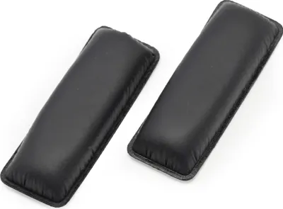 Two black ear pads for headphones are shown on a white background.