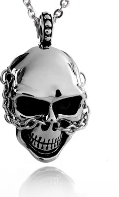Produktbild von Edelstahl Anhänger Totenkopf Hochglänzend Mit Edelstahl Kette HSP7839 - 50 Zentimeter