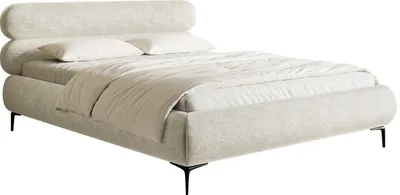 Produktbild von Selsey Roule - Polsterbett in Graubeige mit schwarzen Füßen, 140 cm