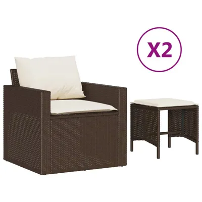 Produktbild von vidaXL 4-tlg. Garten-Sofagarnitur mit Kissen Braun Poly Rattan