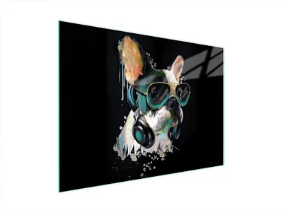 Produktbild von Glas-Schneidebrett 40x30 cm mit Hund Motiv, kratzfest und mit Silikonfüßen