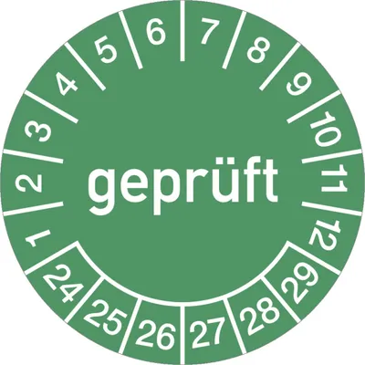 Produktbild von Dreifke® Prüfplakette  2024 - 2029, Folie, Ø 15 mm, 10 Stück/Bogen