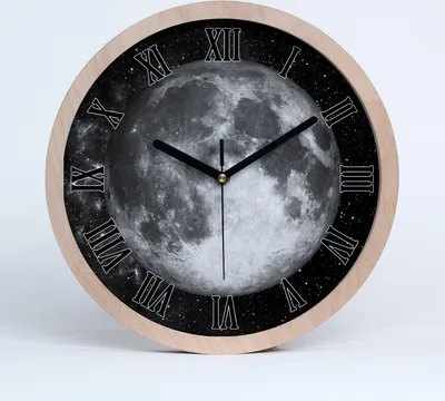Produktbild von Holzuhr 25fi cm wanduhr - schwarze Spitzen - Mond