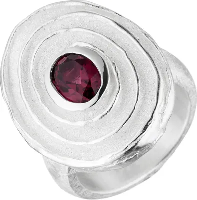 Produktbild von Gr. 54 Damen Ring 925 Sterling Silber teil matt 1 Rhodolith Silberring