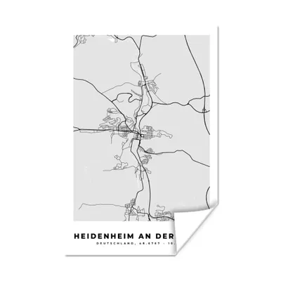 Produktbild von MuchoWow® Poster Deutschland - Karte - Heidenheim An Der Brenz - Stadtplan - Wegbeschreibung 120x180 cm - Kunstposter