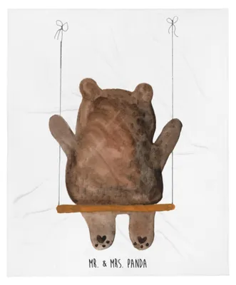 Produktbild von Mr. & Mrs. Panda Tagesdecke Bär Schaukel - Weiß - Geschenk, Teddy, Kuscheldecke, Sofaüberwurf, Wohndecke, Bettdecke, Decke