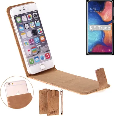 Produktbild von K-S-Trade Handyhülle kompatibel mit Samsung Galaxy A20e Kork Hülle Flipstyle Case Schutzhülle Kork Case Hülle Flip cover Klapphülle Klapp, braun