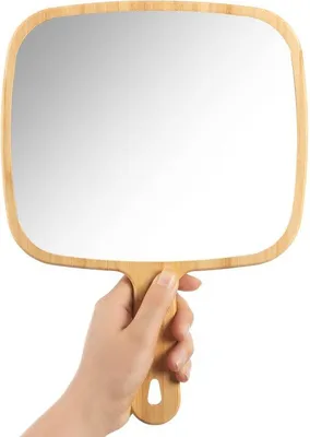 Immagine prodotto di Specchio da mano in bambù, grande, 22,6 x 31,5 cm, portatile, per uomo e donna