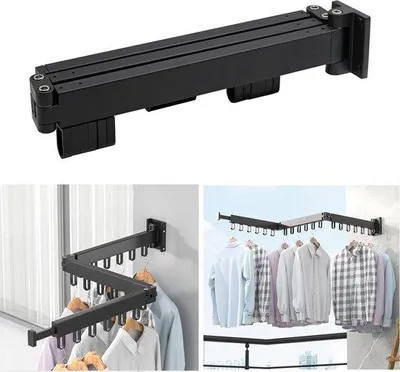 Produktbild von Kleiderständer wandmontage schwarz einziehbar