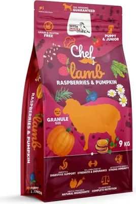 Obrázok produktu pre SYTA MICHA Chef Puppy jahňacie, maliny a tekvica - suché krmivo pre psy - 9kg
