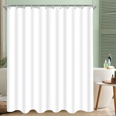 Produktbild von Duschvorhang 200x240cm, Reinweiß, Antischimmel, Wasserabweisend, Waschbar, Polyester Stoff, Badevorhang