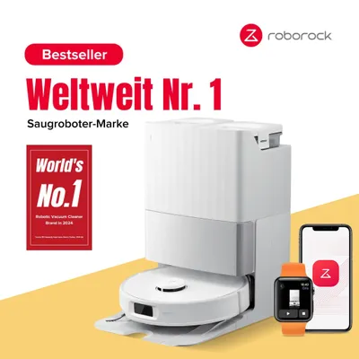 Produktbild von Roborock Qrevo Edge S5A Staubsauger Roboter 18.500 Pa(Upgrade von Qrevo master), 75℃ Heißwasser-Moppwäsche, Dual Anti-Tangle, FlexiArm Design™ Weiß