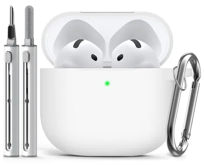 Produktbild von Schutzhülle für AirPods 4 (2024) mit Reinigungsset, weiche Silikon-Schutzhülle für Apple AirPods der 4. Generation, geeignet für Damen und Herren, inklusive Schlüsselanhänger