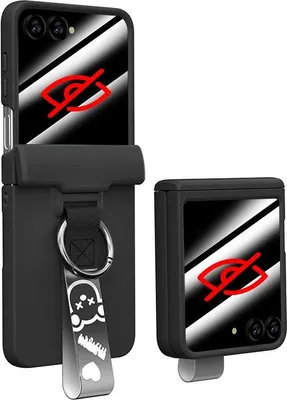 Obrázek produktu pro Tvrdé pouzdro na Samsung Galaxy Z Flip 6 / Z Flip 7 FE s ochranou pantu, vestavěnou ochranou předního displeje a popruhem s kroužkem černé
