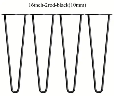 Produktbild von Metall Hairpin Möbelbeine - 16 Zoll / 40 cm Bankbeine - 2-stabig - Massivstahl - 4er Set - Für DIY-Bänke und Tische