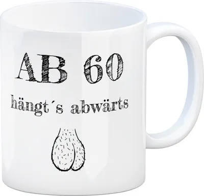 Produktbild von Ab 60 hängt´s abwärts Kaffeebecher