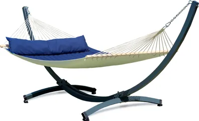 Produktbild von Potenza Outdoor Panama Hängematte mit Tytan Gestell für 2 Personen I Stabhängematte XXL 210x140, 200kg I Hängemattengestell 350kg Wetterfest