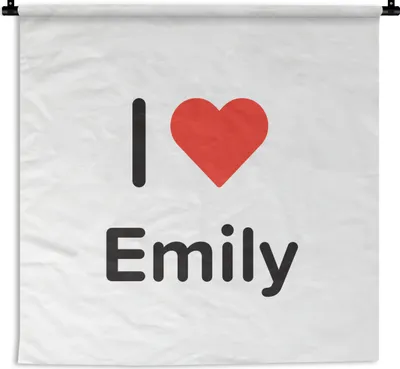 Produktbild von MuchoWow® Wandteppich Wandbehang Ich liebe - Emily - Mädchen 150x150 cm Tapisserie Dekoration Wandtuch - Wohnaccessoires - Modernes