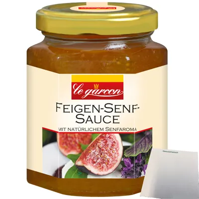 Produktbild von Le Garcon Feigen-Senf-Sauce ideal zu Käse und Wurstspezialitäten (270g Glas) + usy Block