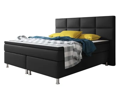 Produktbild von Boxspringbett Bett 180x200 cm Kunstleder Schwarz Doppelbett Schlafzimmer