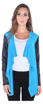 Produktbild von Damen Cardigan mit PolyurethanÄrmeln Jacke Bolero; Azurblau 2XL/3XL
