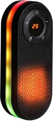 Image de Radiateur céramique électrique - Économe en énergie - 1000 W - Télécommande - Minuterie - Mode silencieux - Éclairage d'ambiance - Réglage de la température de 15 à 32 °C