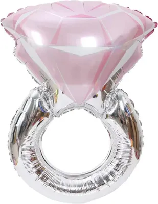 Produktbild von Folienballon Ring, Diamanten-Ring rosa, 71 x 47 cm