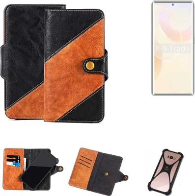 Produktbild von K-S-Trade Handyhülle Schutzhülle Bookstyle Case Wallet-Case kompatibel mit Cubot X90 Handy Cover Bumper Klapphülle schwarz hellbraun 1x