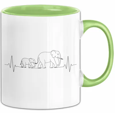 Produktbild von Elefant Tier Tasse Geschenk Lustige Geschenkidee Spruch Elefanten Herzschlag (Grün)