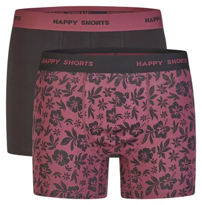 Immagine prodotto di Happy Shorts Boxer da uomo in jersey, confezione da 2 - nero, bordeaux - taglia M