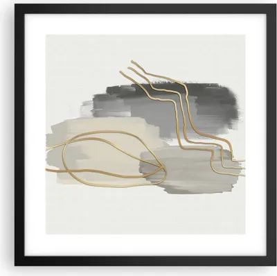 Produktbild von Gerahmtes Poster - Schwarzer Rahmen - Abstraktion Stück Gold - 40x40 cm - Wand Bild - Wanddeko - Wandbilder - Kunstposter - Wandposter - Bilderrahmen - Bilder - Kunstdruck - Wandbild - P2BAC40x40-4149