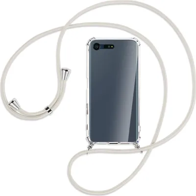 Produktbild von Handykette Backcover-Schutzhülle mit Band (Metall silberfarben) für Sony Xperia X Compact - broken white