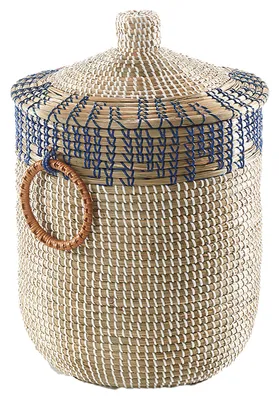 Obrázek produktu pro Kobolo úložný koš hadí koš BOREA 37x41/57 cm ze sušené mořské trávy s víkem koše koše na prádlo koš na hračky úložný koš dekorace