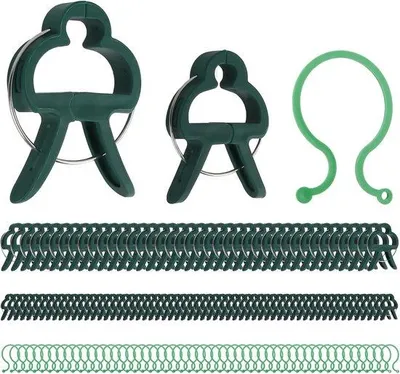 Produktbild von Famanu Set für Tomaten und Kletterpflanzen – 60 kleine Clips + 40 große Clips + 50 Spiralstützen – Wiederverwendbare Kletterhilfe für Gartenpflanzen