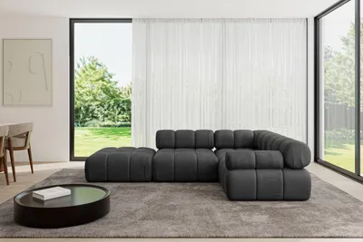 Produktbild von ALTDECOR Modulares Sofa Ecksofa in L-Form - Felto-L1 - 285x190x70 cm Schwarz Corner modular Sofa Eckcouch Couch Wohnlandschaft Cauchsofa Polstersofa
