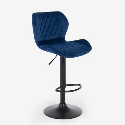 Produktbild von Moderner, verstellbarer Küchen-Barhocker aus Samtstoff Jersey - Blau