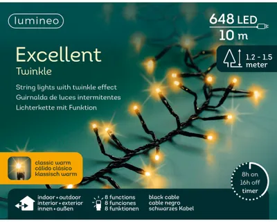 Image de Guirlande lumineuse Lumineo EXCELLENT TWINKLE 648 LED, 10 m, lumière chaude classique