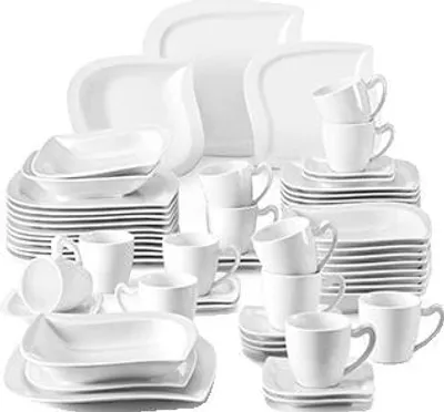 Produktbild von Porzellan-Dinner-Set, Service für 6/12, Weiß