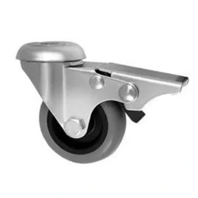 Produktbild von Möbelrad Mobelrolle 75 mm, Lenkrolle mit Rückenloch mit Bremse, Tragfähigkeit 70kg / M77TPUH