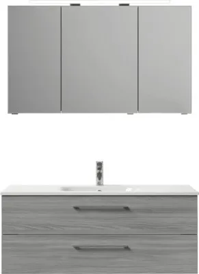 Produktbild von Pelipal Badmöbel-Set Sunline 121 BxHxT 121 x 200 x 46 cm Frontfarbe sangallo grau mit Mineralguss-Waschtisch, Waschtisch