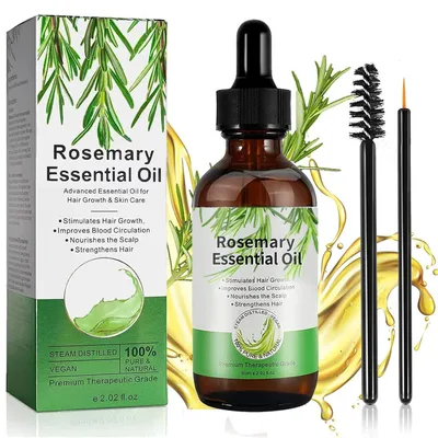 Productafbeelding van Rozemarijnolie, haar, haargroei, wimpers, hoofdhuid, 60 ml, 29,5 ml (2-pack)