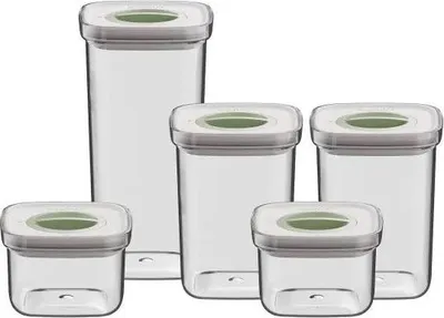 Produktbild von BergHOFF 3950665, Universal-Behälter-Set, Polypropylen (PP), Grün, Transparent, Abnehmbarer Deckel, Rechteckig, 1,24 kg