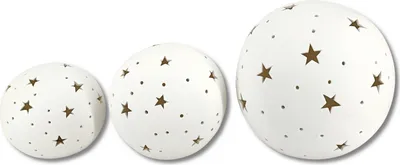 Produktbild von Keramik LED Kugel mit Sternen weiß 3er Set - Ø 12, 14 und 18cm Dekokugel Leuchtkugel Tisch-Deko