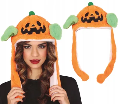 Productafbeelding van Halloween schedelhoed, beweegbaar, leuk, wit, met knoop, accessoire, y, griezelig, mode, kostuum, feest, party, uni, kleur: oranje