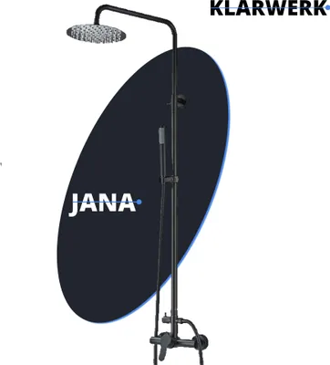 Immagine prodotto di JANA | Set doccia a pioggia premium in acciaio inox nero opaco | Sistema doccia con miscelatore di design | Miscelatore doccia completo di doccetta