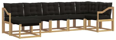 Produktbild von vidaXL Outdoor-Sofagarnitur mit Kissen 7 pcs Weiß und Schwarz