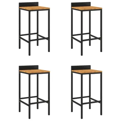 Produktbild von vidaXL Barhocker 4 Stk. Schwarz Poly Rattan und Massivholz Akazie