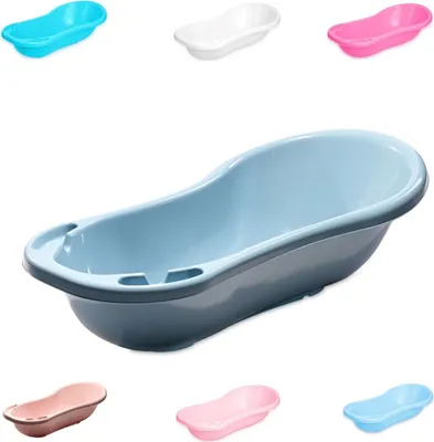 Produktbild von Lorelli Baby Badewanne 100 cm mit Ablagefchern, anatomische Form, Kunststoff dunkelblau