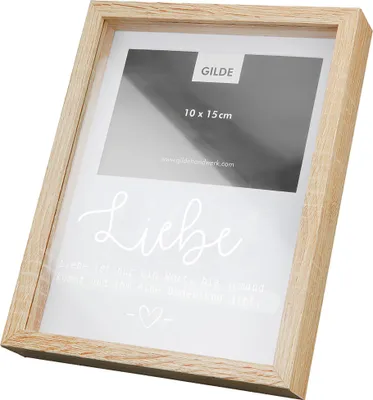 Produktbild von GILDE Fotorahmen, rechteckig, "Liebeswunder", Spruch, MDF, naturfarben, VE 3, L. 4 cm, B. 25 cm, H. 20 cm