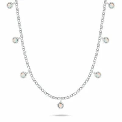 Immagine prodotto di Catena in argento con opali sintetici bianchi NCL209W